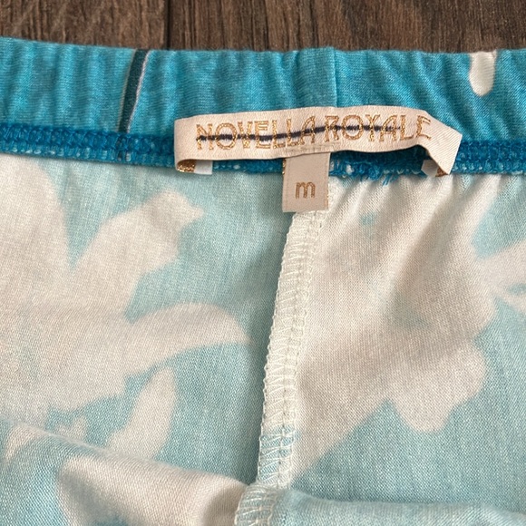 Free People Novella Royale The Janis Bell Bottoms Floral Print Turquoise Ivory M - Picture 4 of 7